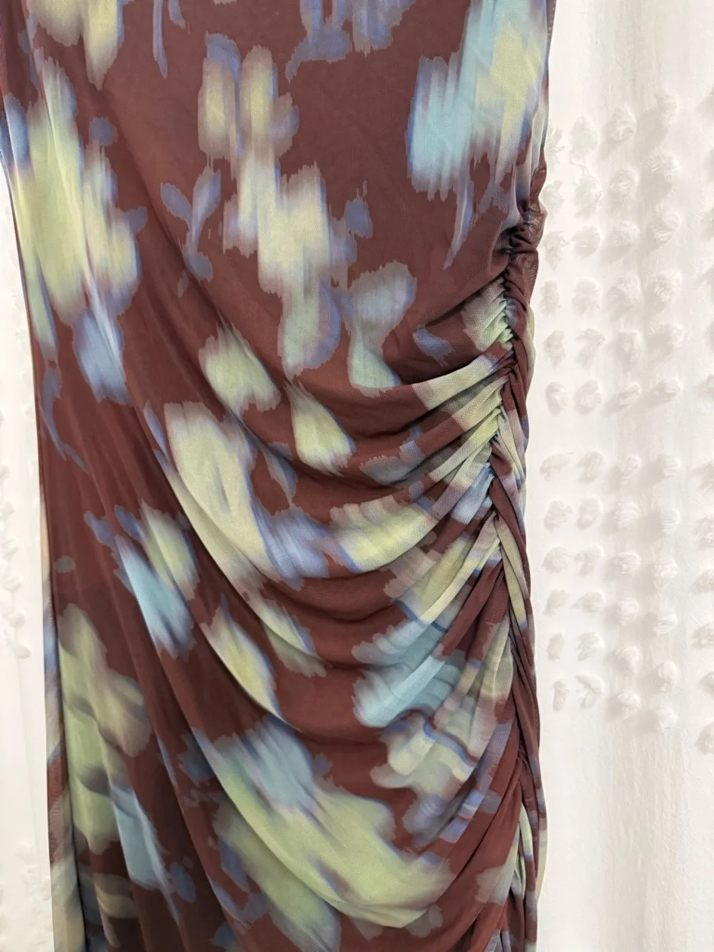 Anthropologie Black Midi Dress with Blue and Green Floral Print - Picture 5 of 9